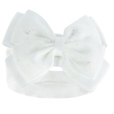 HB92-W: White Headband w/Glitter Bow